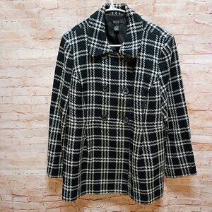 Style & Co" Woman 's Wool Black and White Plaid Coat Size XL
